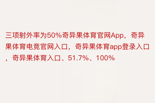 三项射外率为50%奇异果体育官网App，奇异果体育电竞官网入口，奇异果体育app登录入口，奇异果体育入口、51.7%、100%